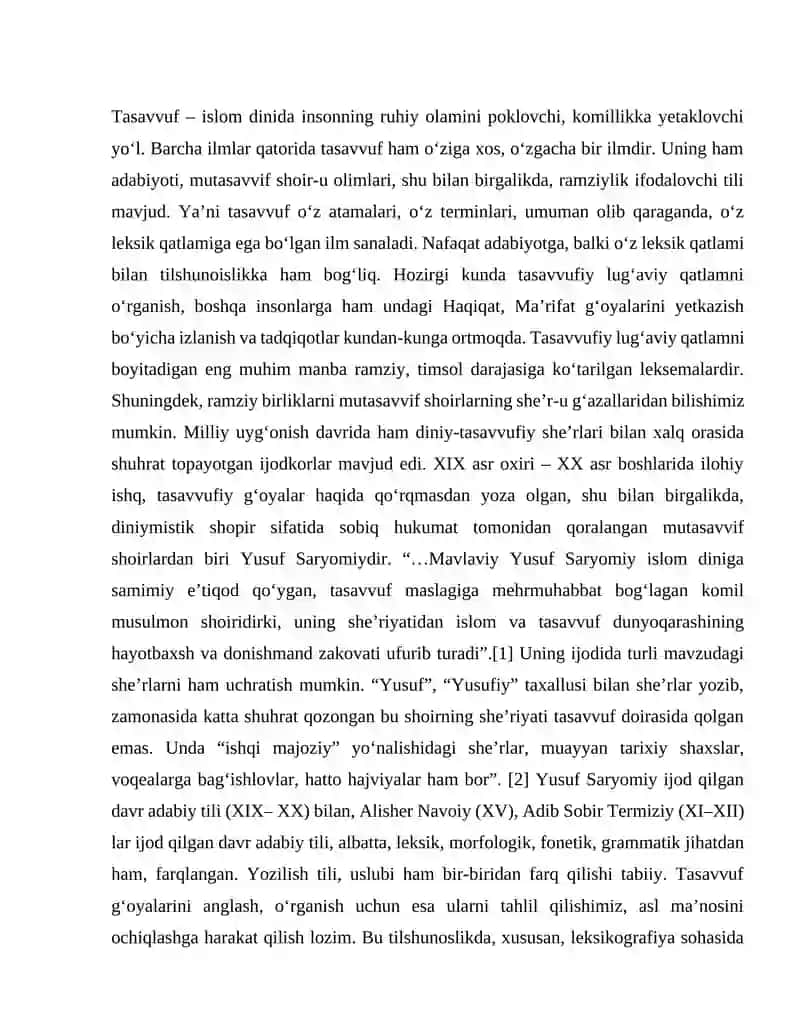 Yusuf Saryomiy tasavvuf adabiyoti 2