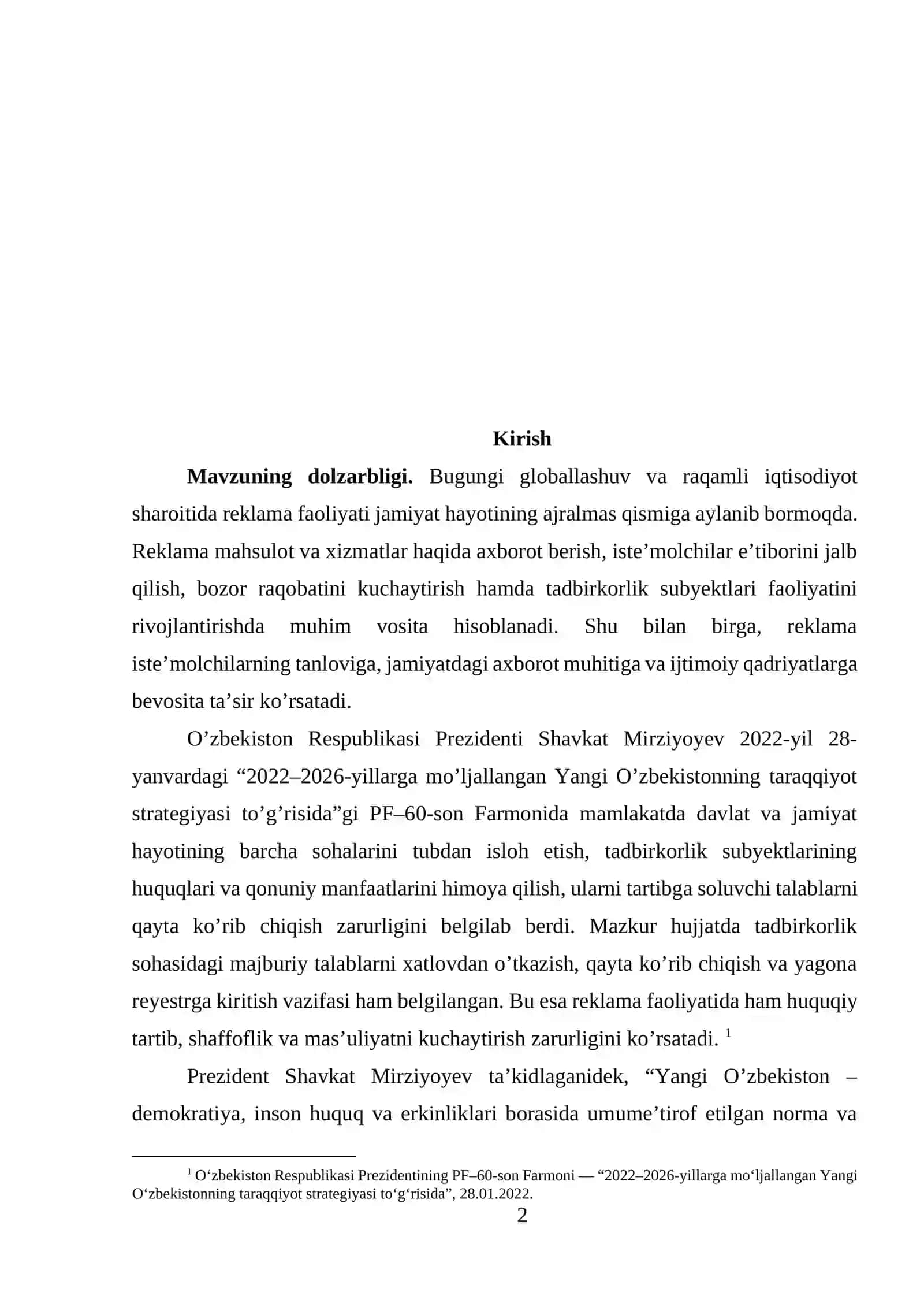 Reklama qonunchiligi va kasb etikasi masalalari 2