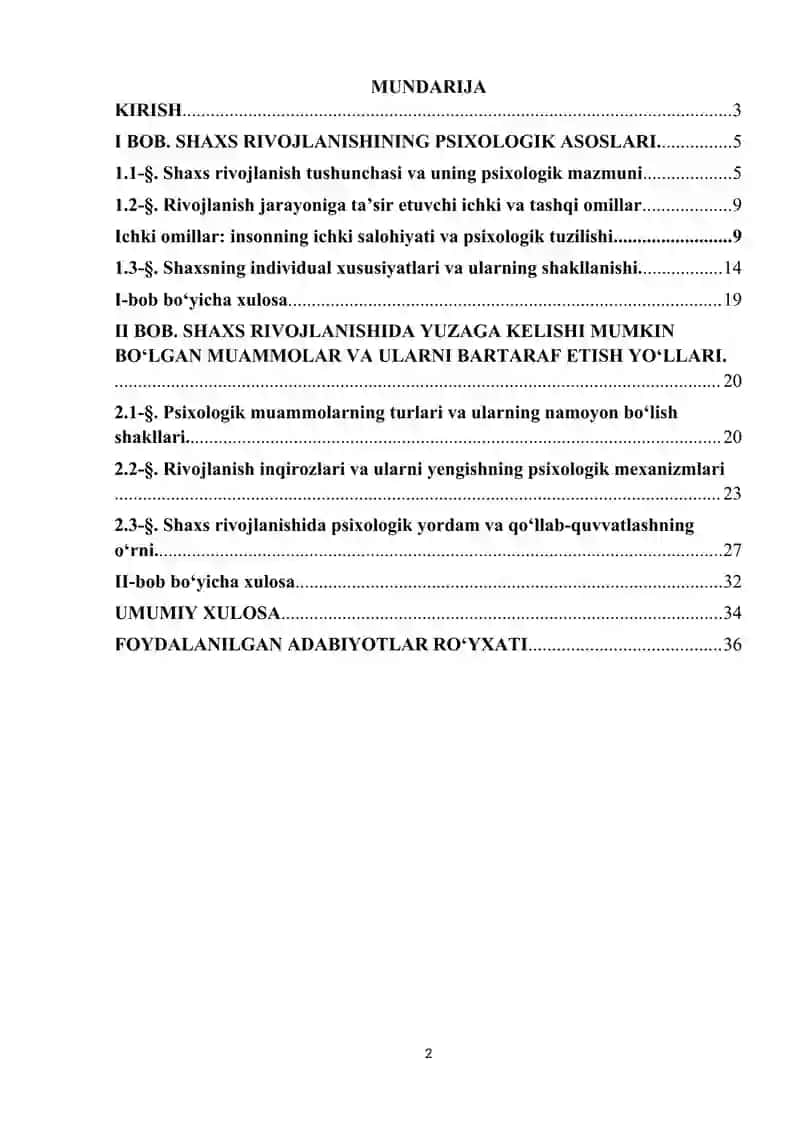 SHAXS RIVOJLANISHIDA YUZAGA KELISHI MUMKIN BO’LGAN MUAMMOLAR 2