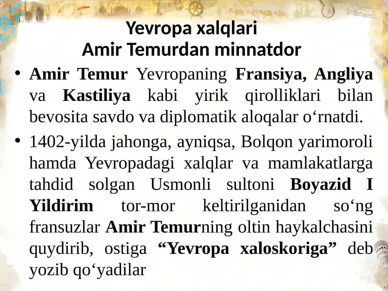 AMIR TEMURNING JAHON TARIXIDA TUTGAN O‘RNI 2