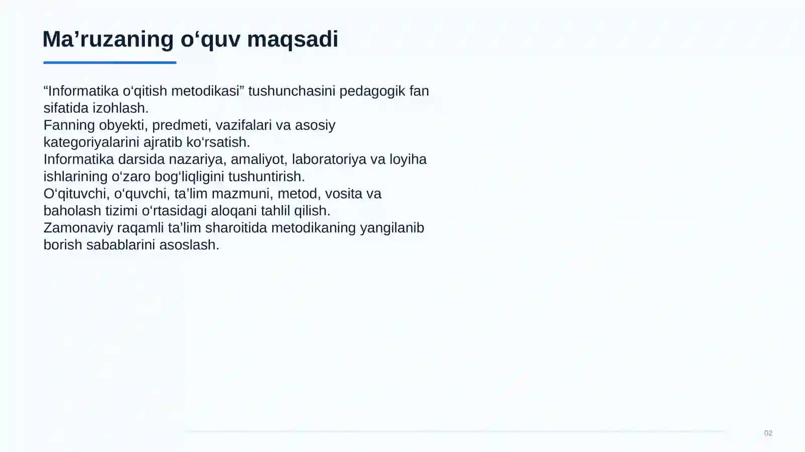 Informatika o‘qitish metodikasi fan sifatida 2