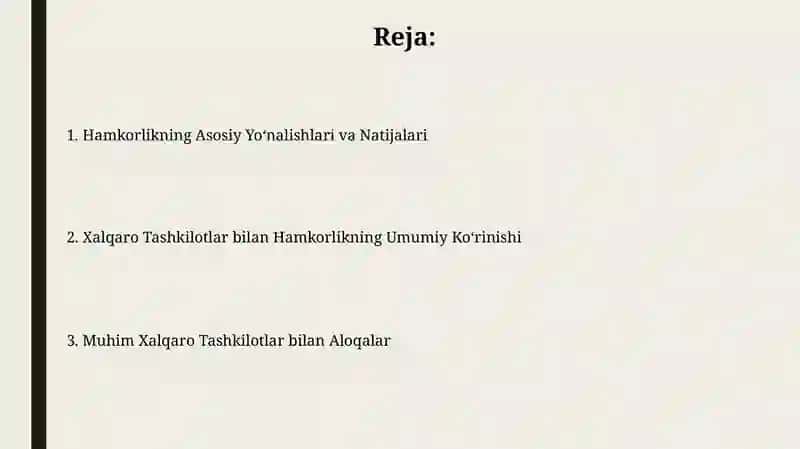 Oʻzbekiston xalqaro tashkilotlar bilan hamkorlik va aloqalari 2