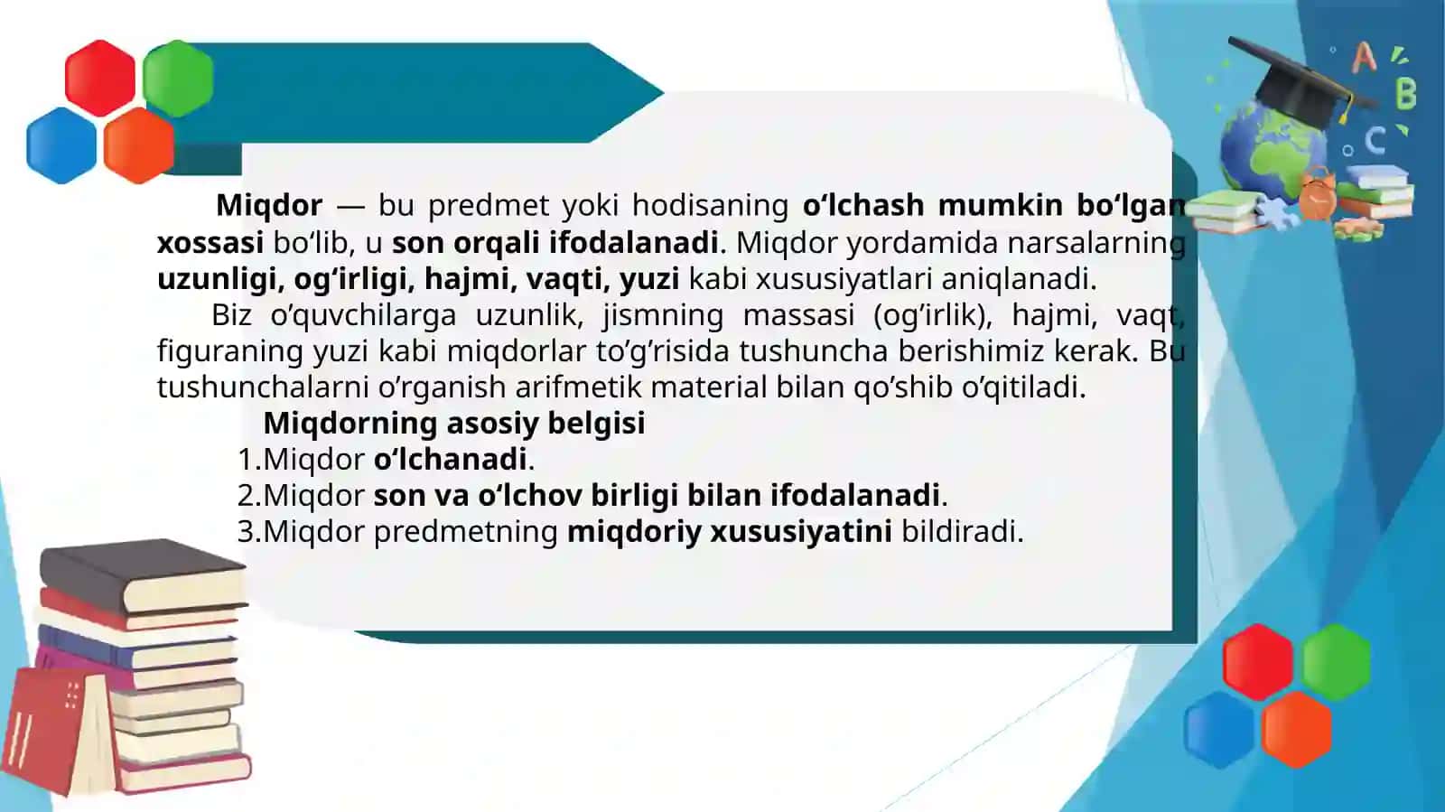Miqdorlar va ularning birliklarini o‘rgatish metodikasi 2