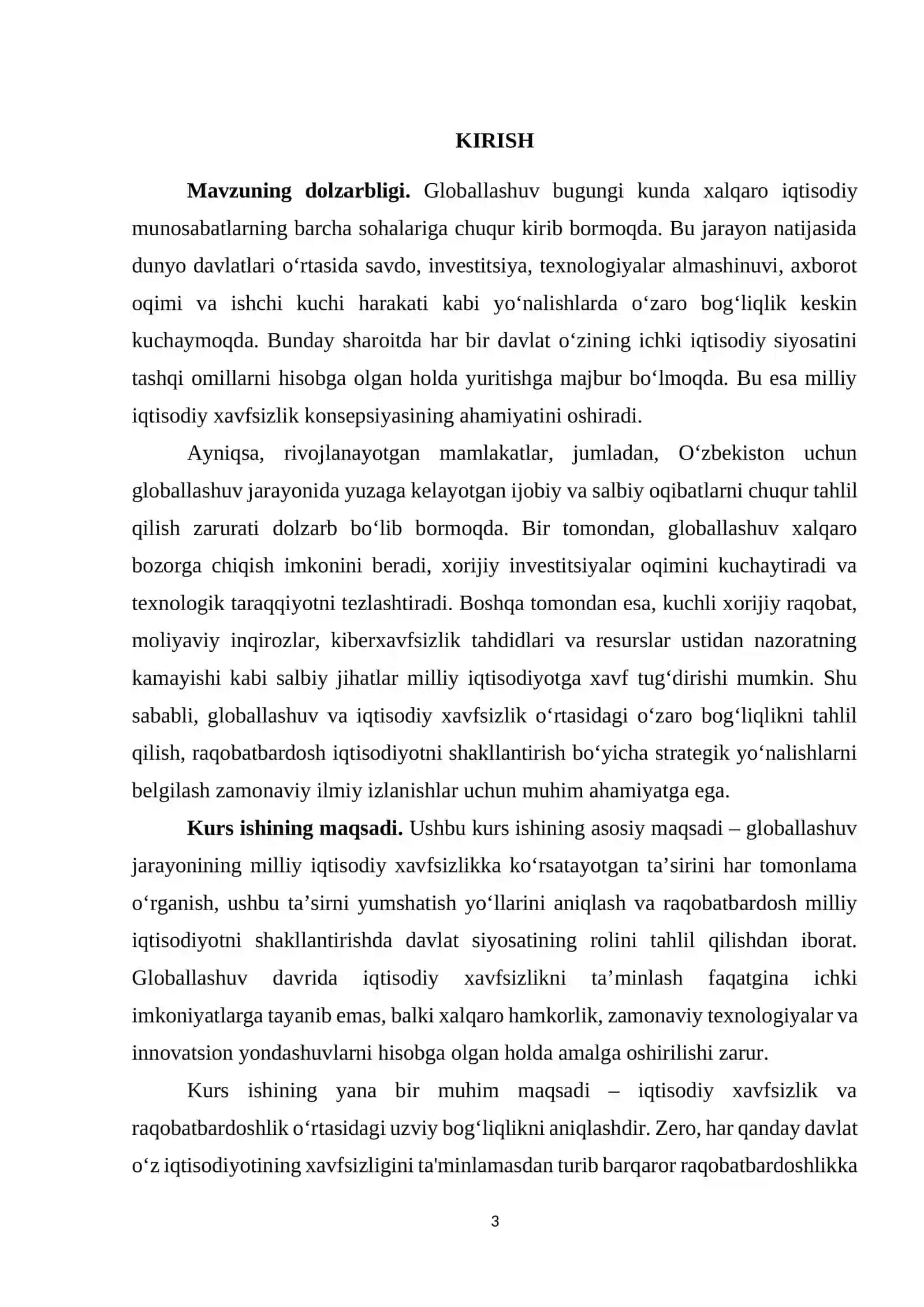 Jahon iqtisodiyotini glaballashuvi sharoitida iqtisodiy havfsizlik 2
