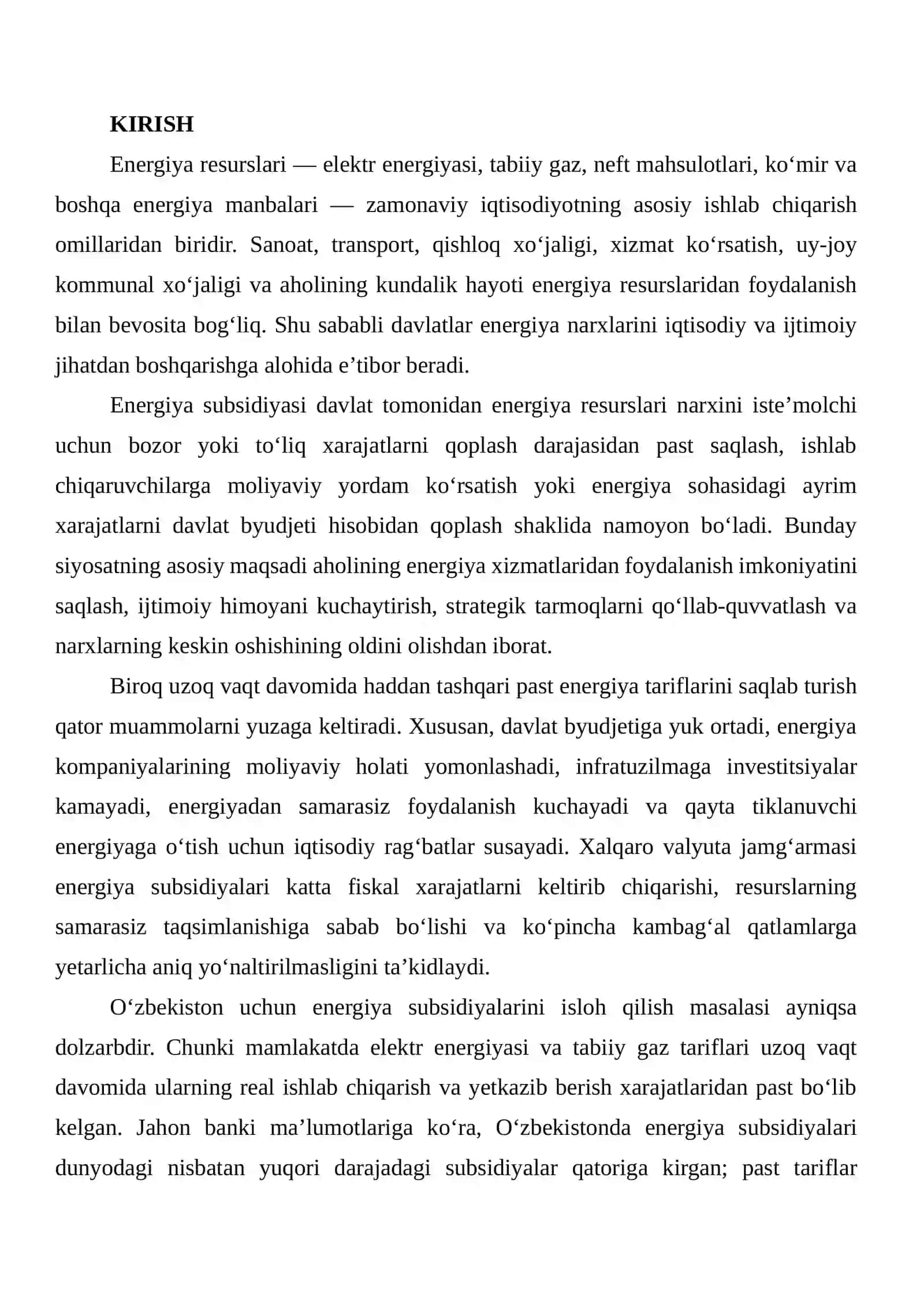 ENERGIYA SUBSIDIYALARI VA ULARNI ISLOH QILISH 2
