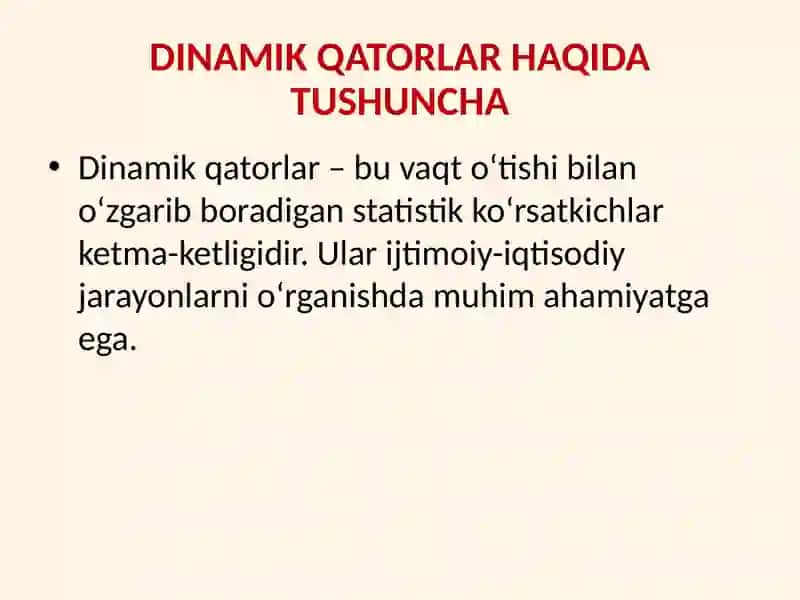 Dinamik qatorlar 2