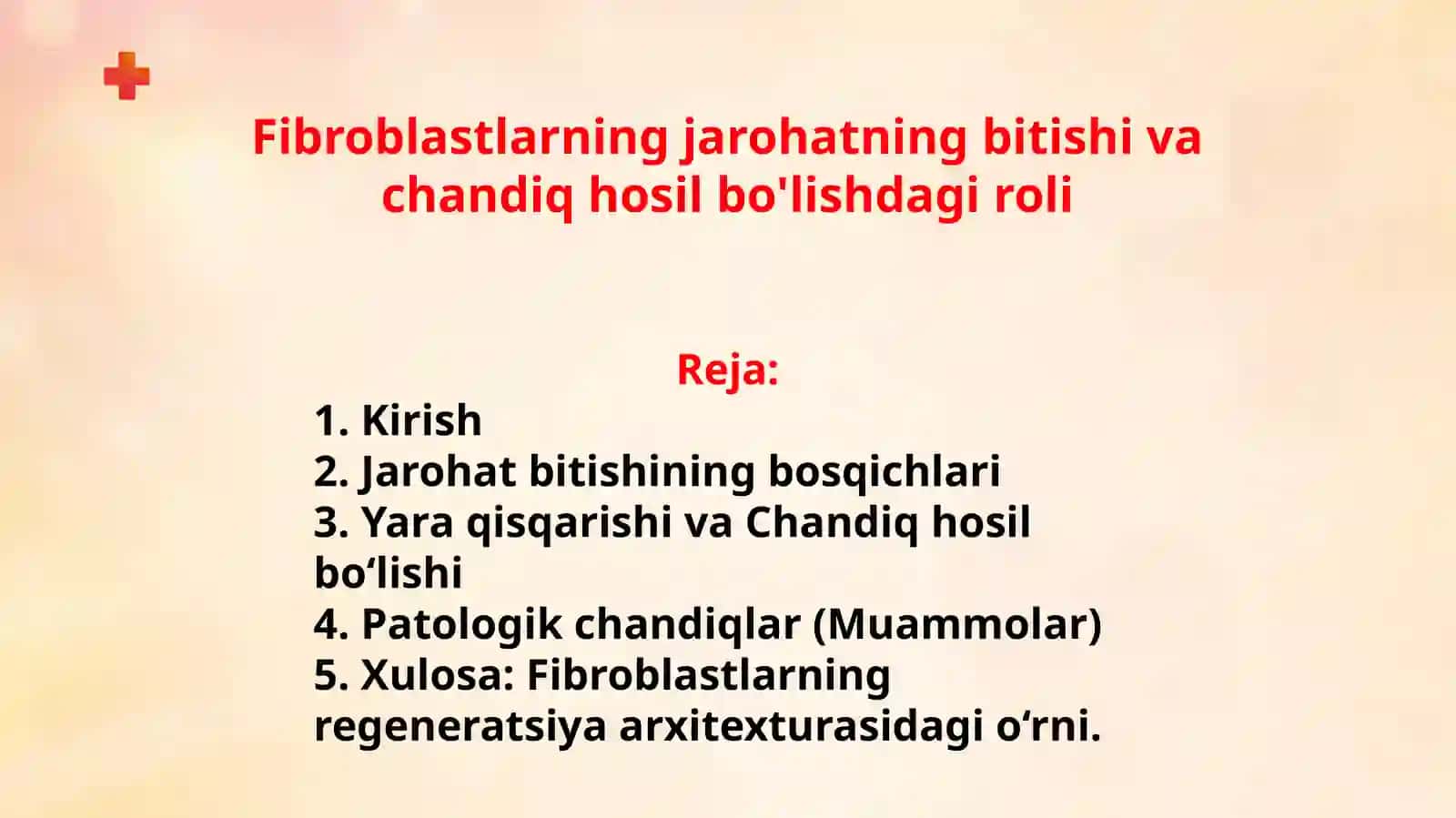 Fibroblastlarning jarohatning bitishi va chandiq hosil bo'lishdagi roli 2