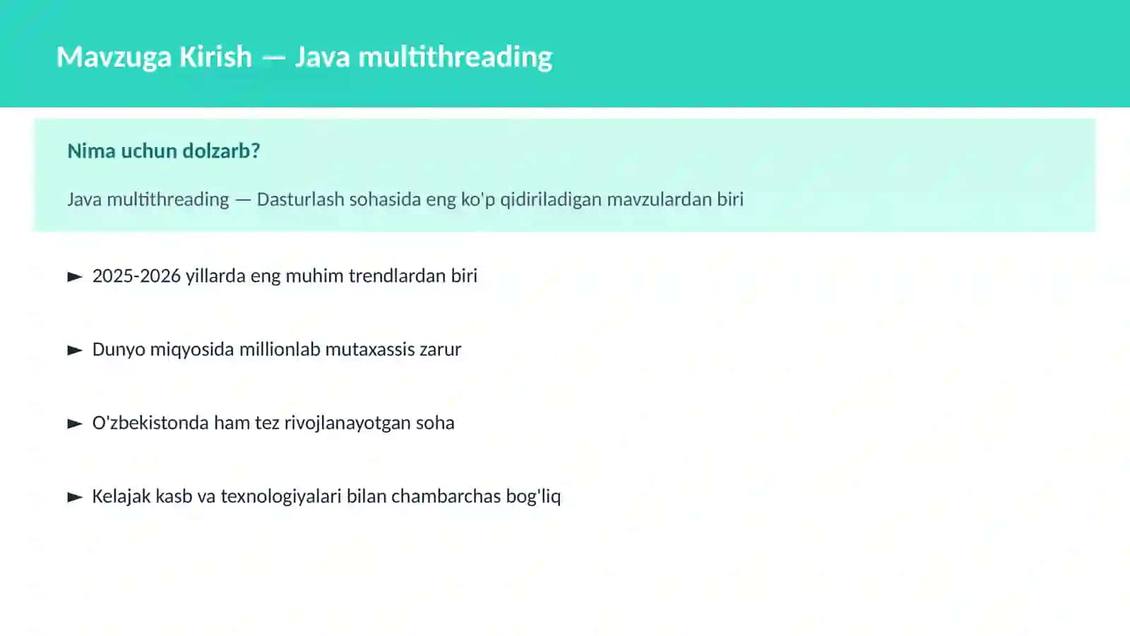 DASTURLASH | JAVA VA KORXONA 2