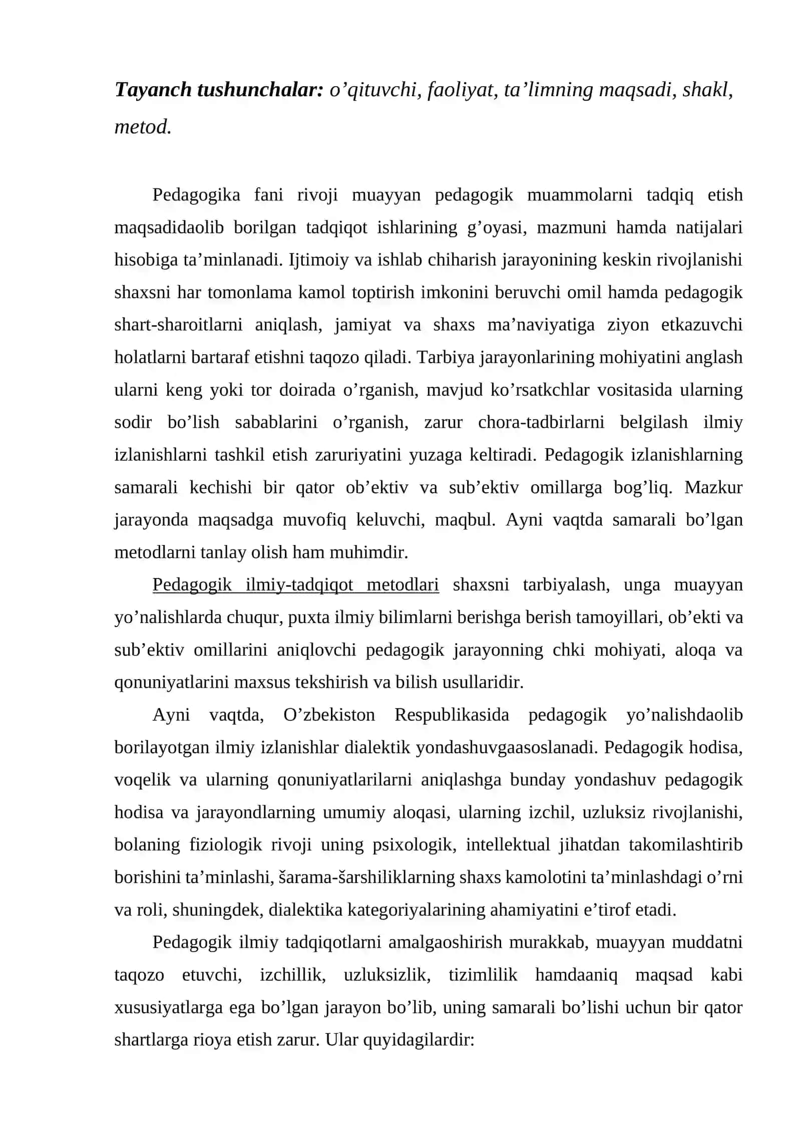 Boshlang’ich ta’lim pedagogikasi fanining tadqiqot metodlari 2
