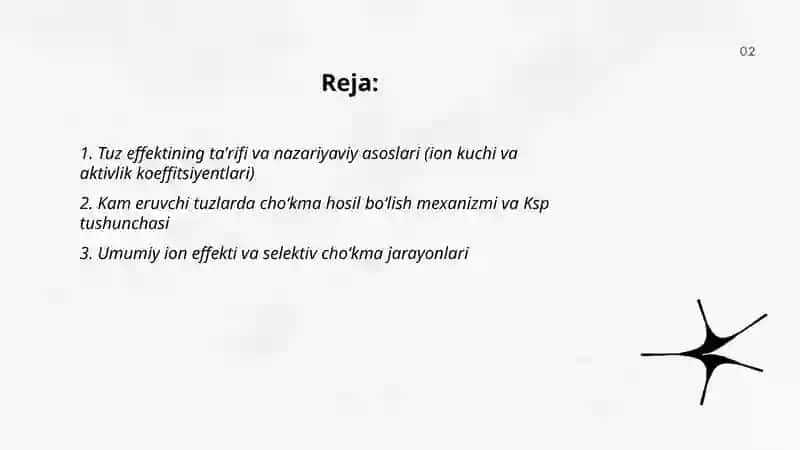 Tuz effekti va kimyoviy omillar 2