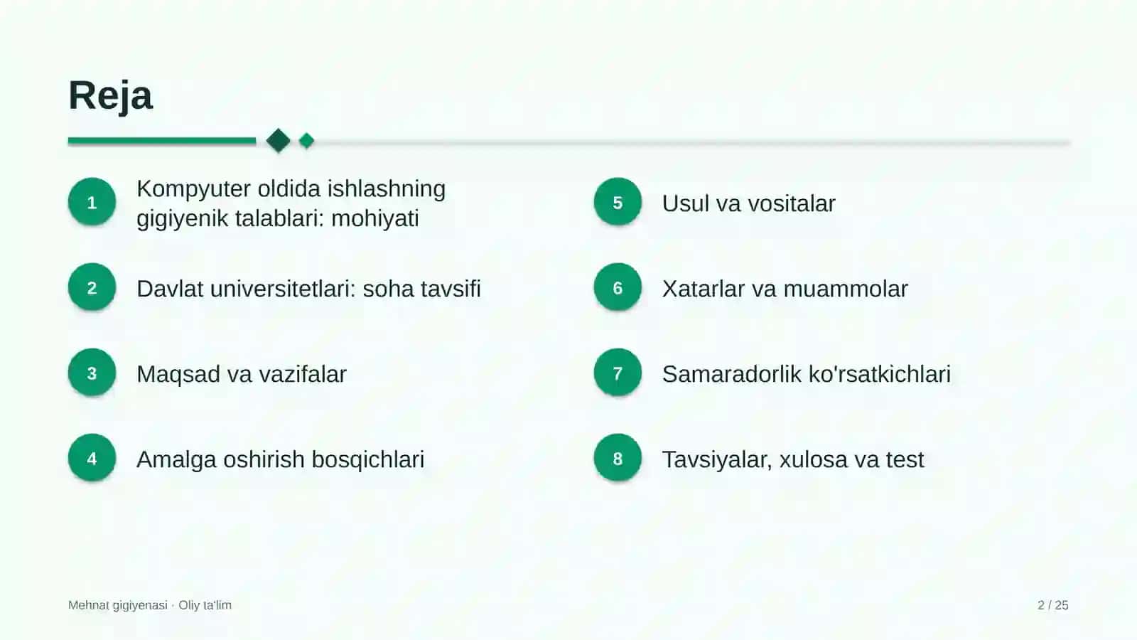 Mehnat Gigiyanasi · Oliy Ta'lilm 2