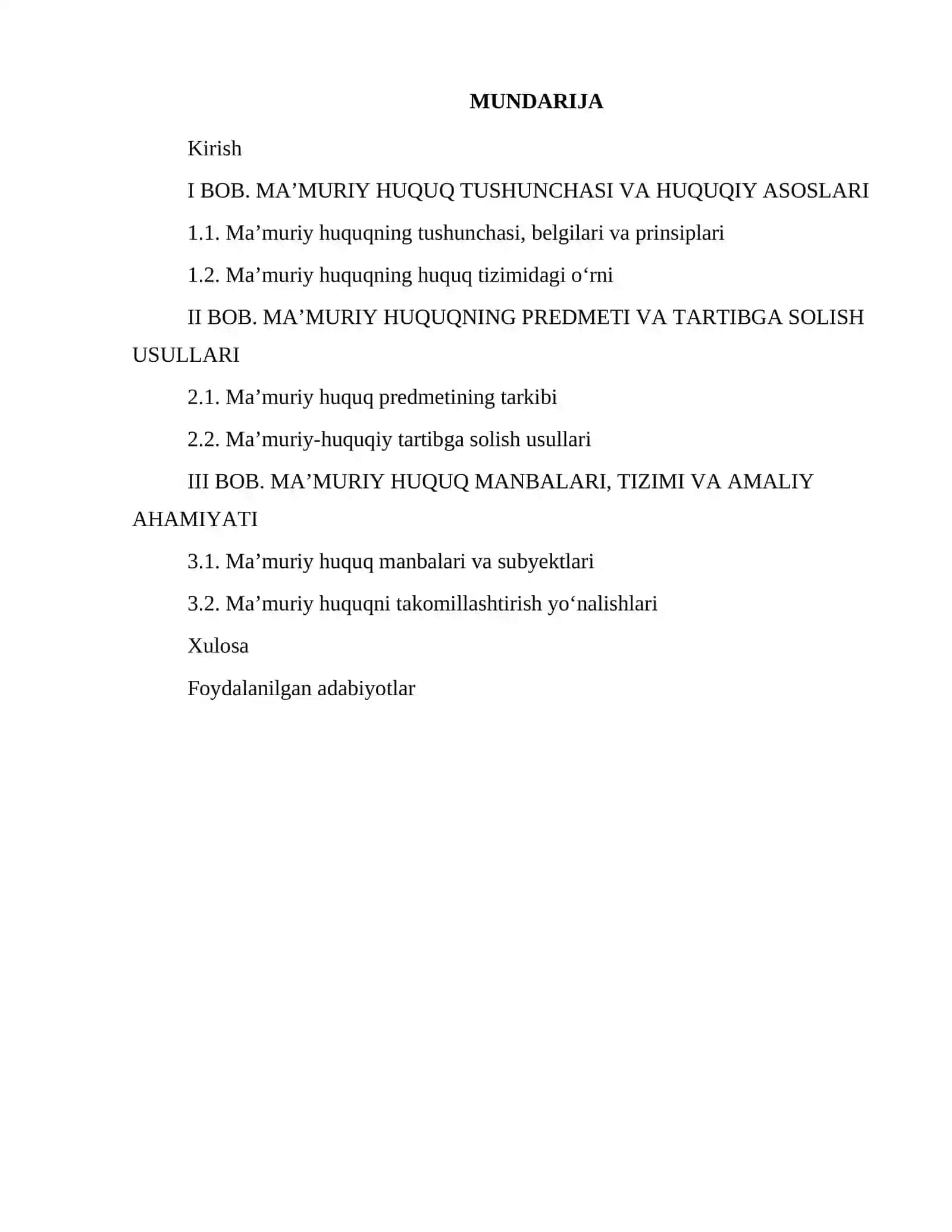 MA'MURIY HUQUQ FANIDAN REFERAT 2
