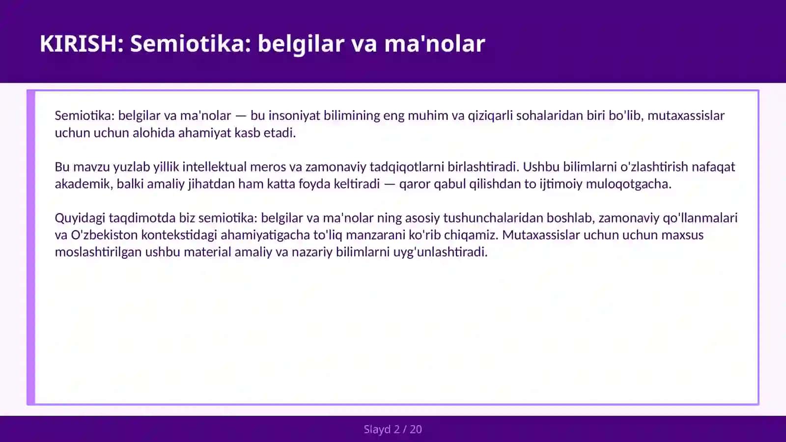 Semiotika: belgilar va ma'nolar 2