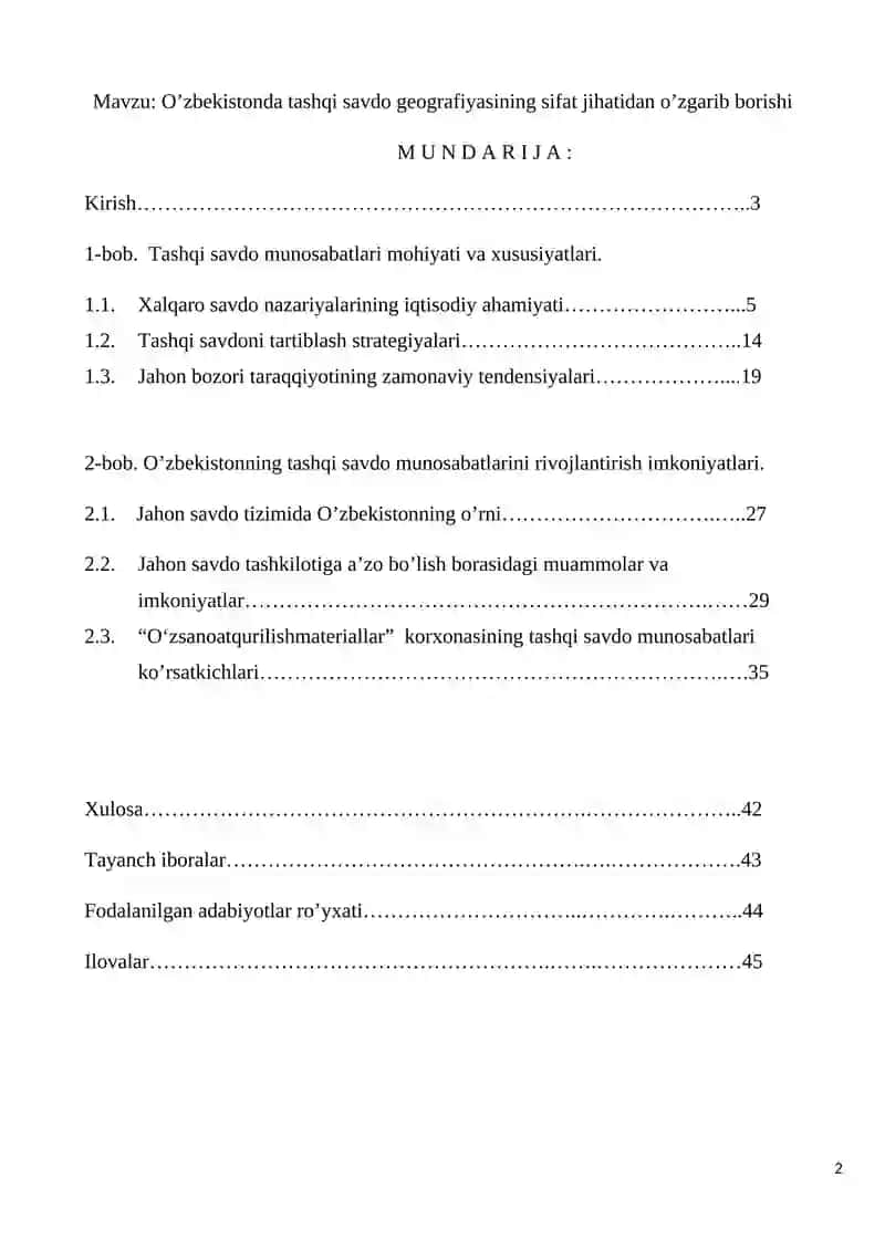 Tashqi Savdo Geografiyasi 2
