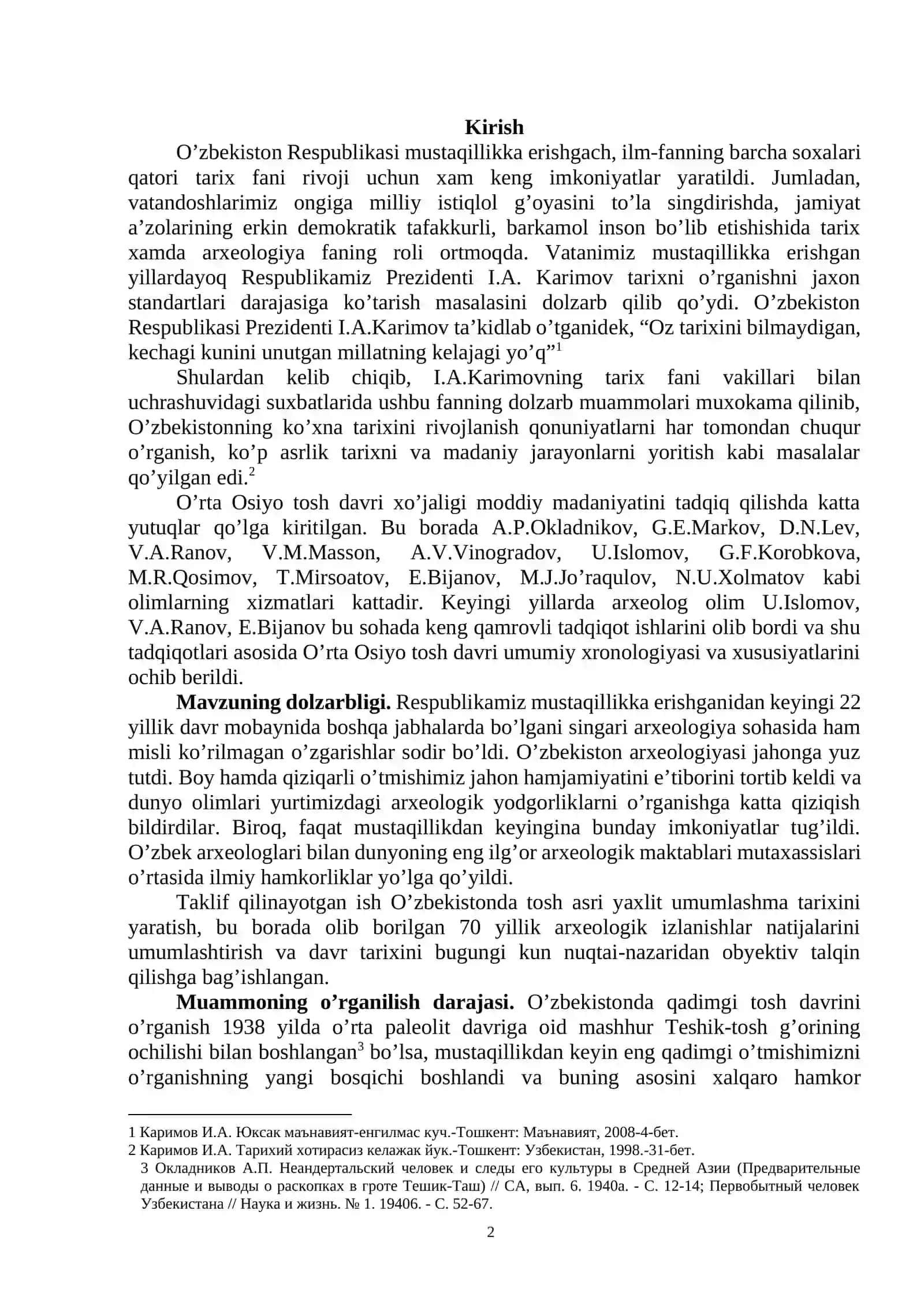 IKKI DARYO (AMU-SIR) ORALIGI IBTIDOIY DAVR ARXEOLOGIYASI (TOSH DAVRI MISOLIDA) 2