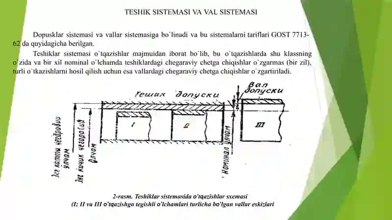 Teshik va val sistemalarida o‘tqazishlar hosil qilish va ularning parametrlarini hisoblash 2