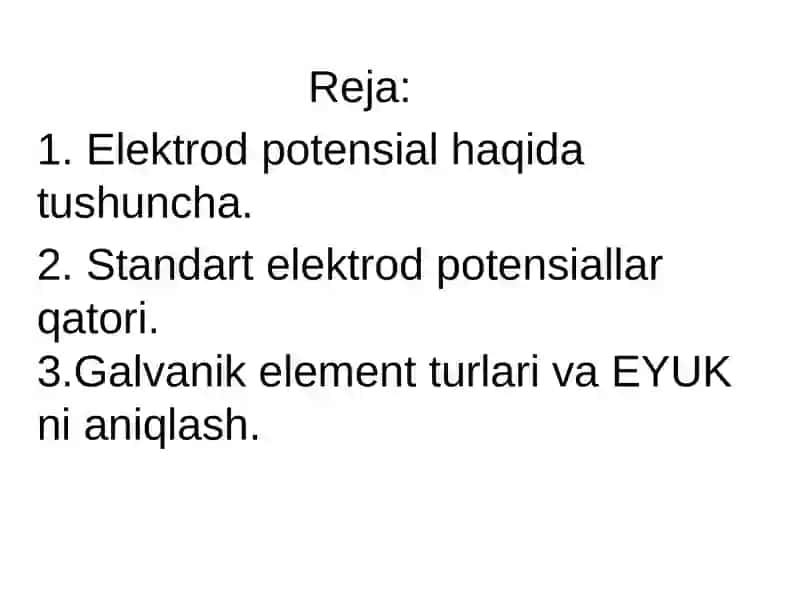 Metallarning standart elektrod potensiallari qatori 2