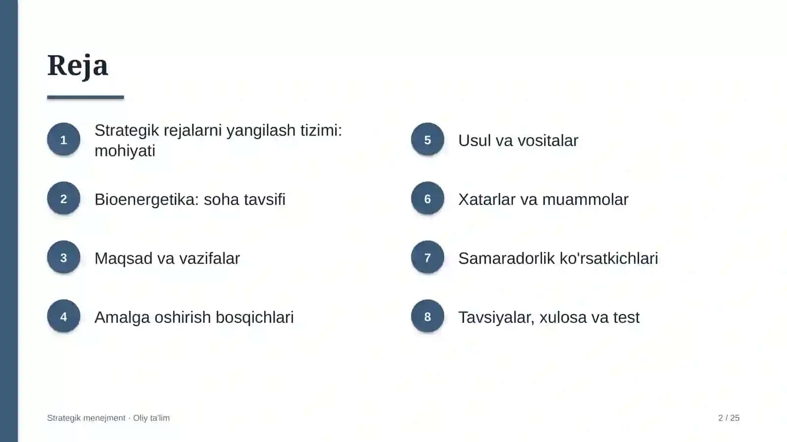 Bioenergetikada strategik rejalarni yangilash tizimi 2