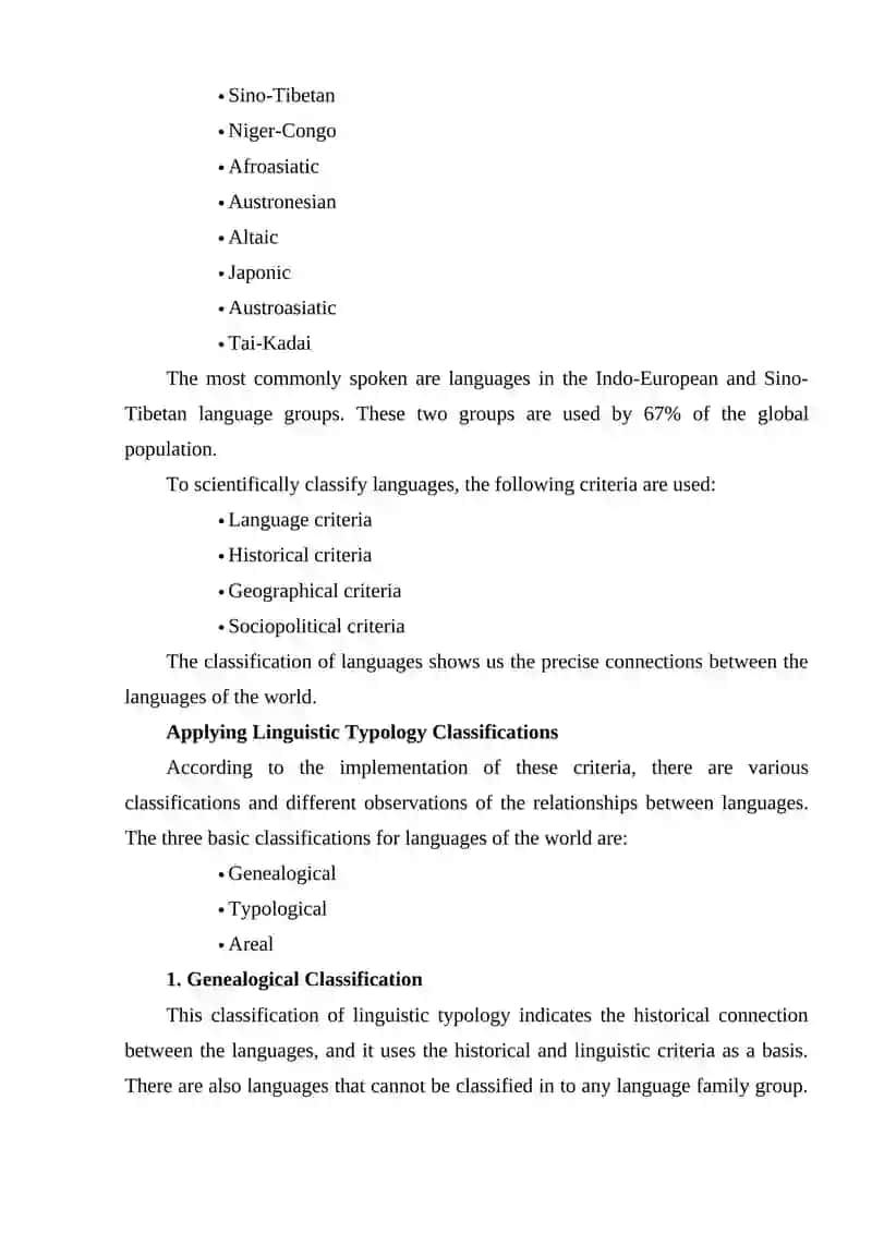 Typological Classification 2