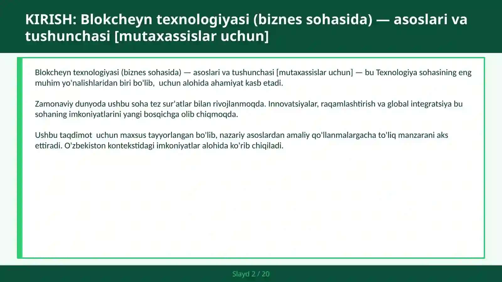Blokcheyn texnologiyasi (biznes sohasida) — asoslari va tushunchasi [mutaxassislar uchun] 2