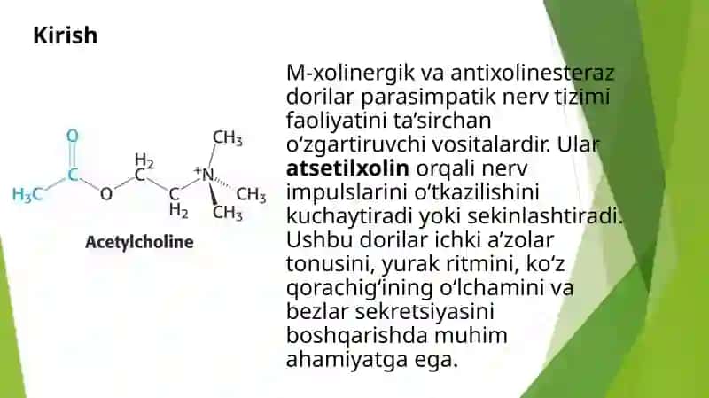 M-Xolinergik va Antixolinesteraz dori vositalar farmakologiyasi 2