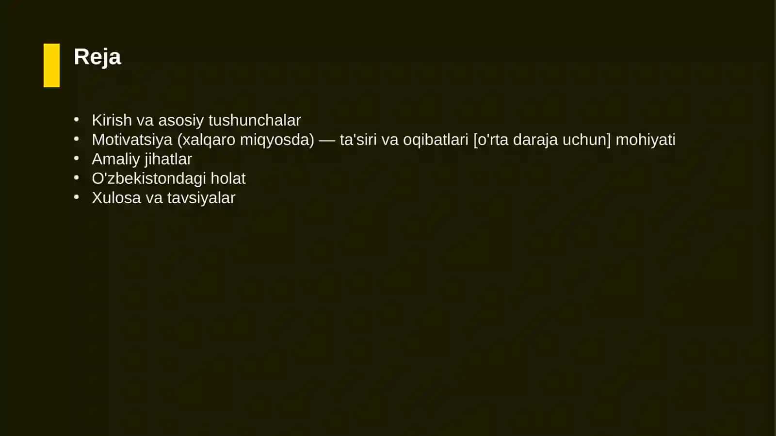 Motivatsiya (xalqaro miqyosda) — ta'siri va oqibatlari [o'rta daraja uchun] 2