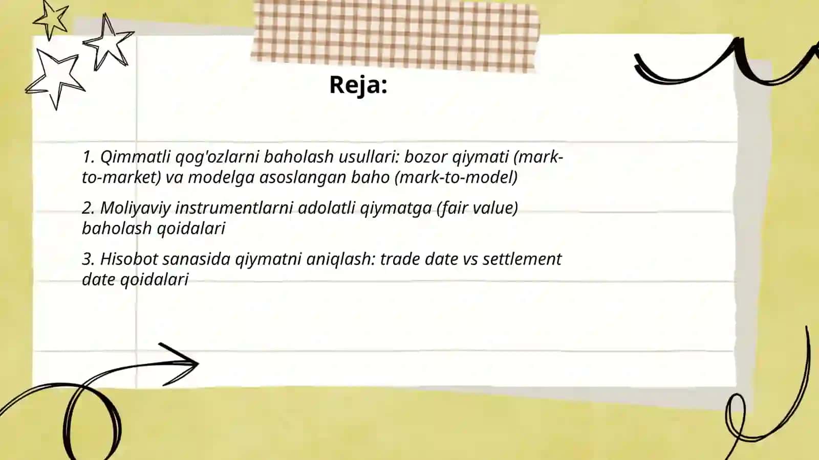 Qoiymat baholash, vaqtni rekord qilish va valyutani konvertatsiya qilish qoidalari 2