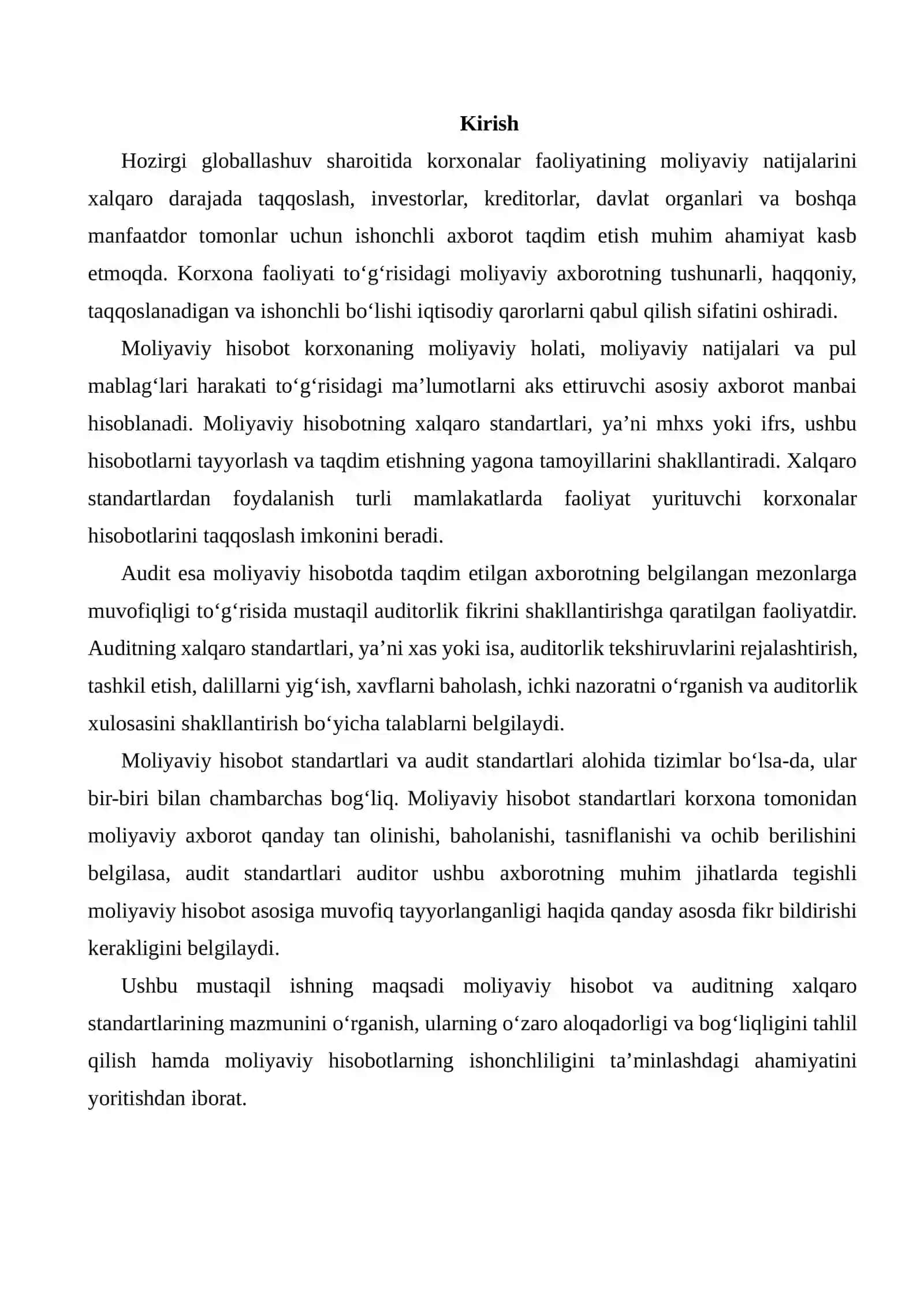 Moliyaviy hisobot va auditning xalqaro standartlari o‘zaro aloqadorligi 2
