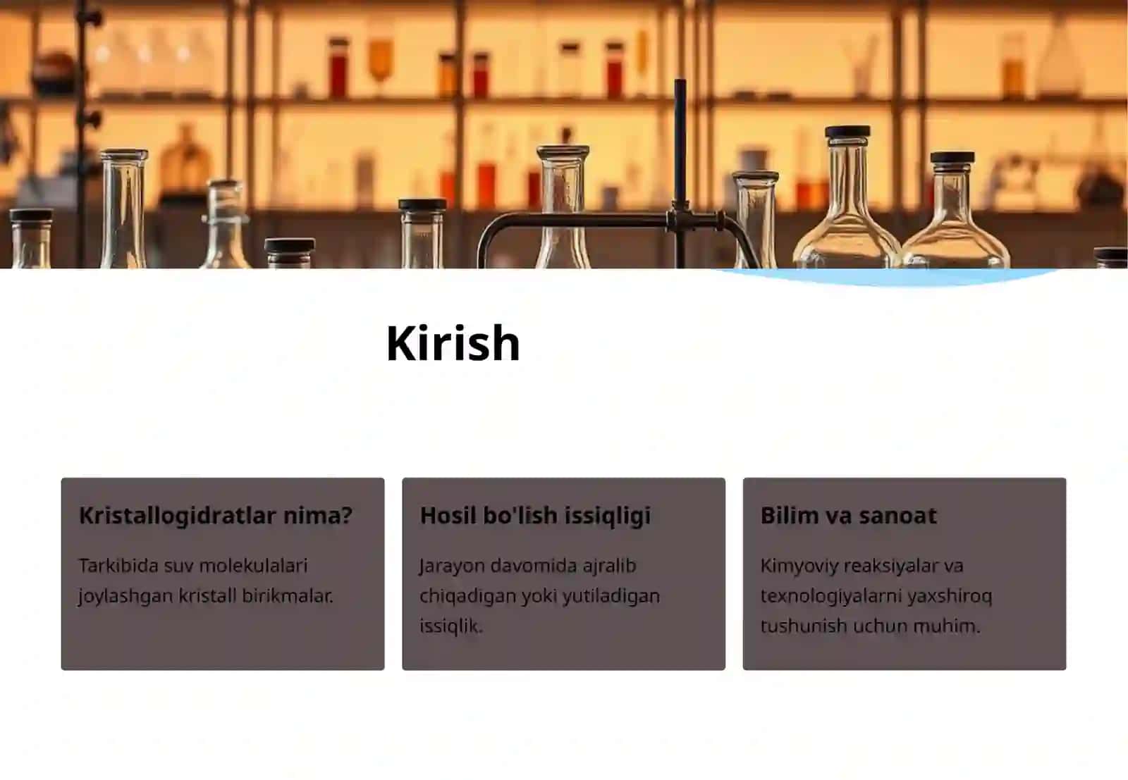 Kristallogidratlarning xosil bo'lish issiqligini o'rganish 2