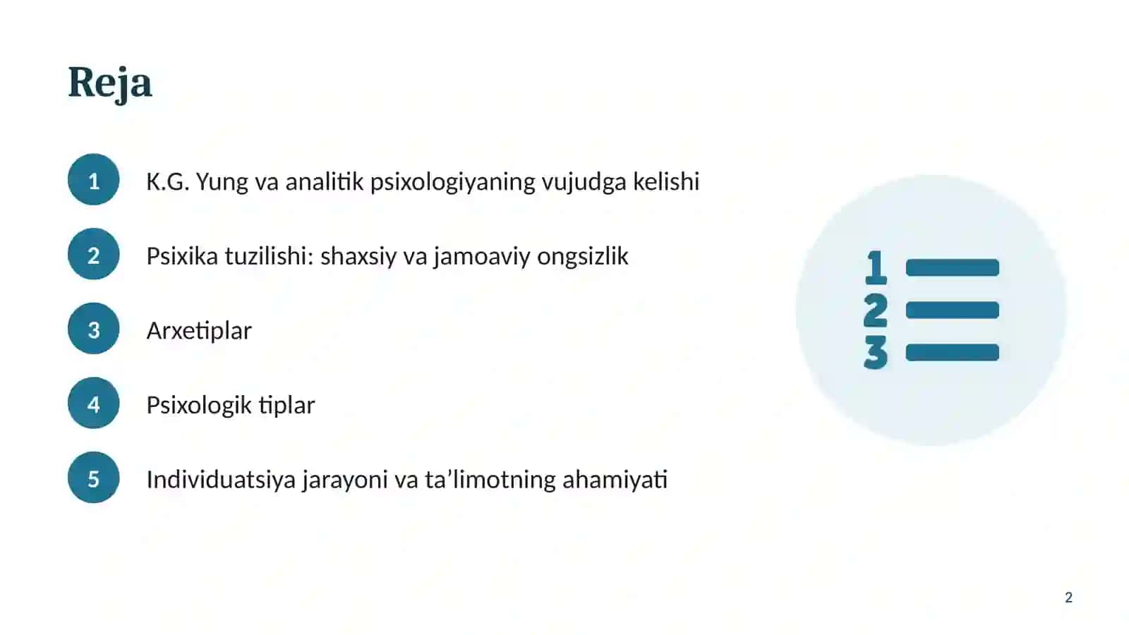 K. Yung va uning analitik psixologiyasi 2