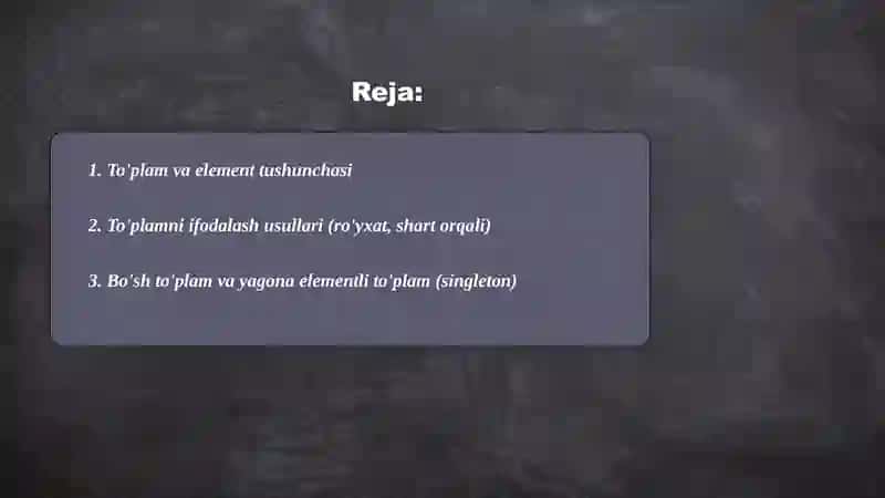 To'plamlar ustida amallar 2