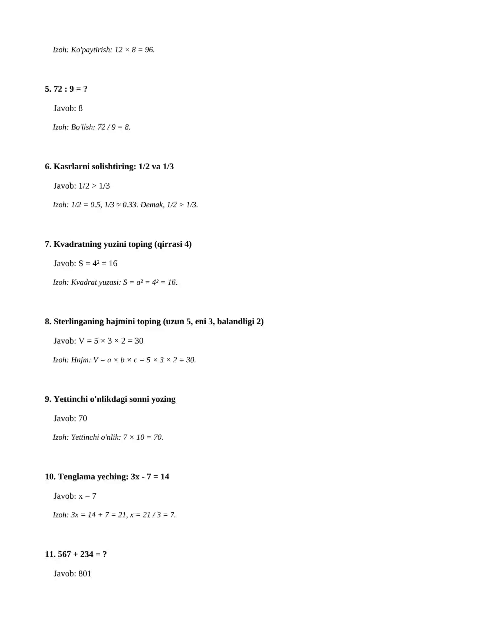 3-sinf-SINF MATEMATIKA FANIDAN NAZORAT ISHI 2