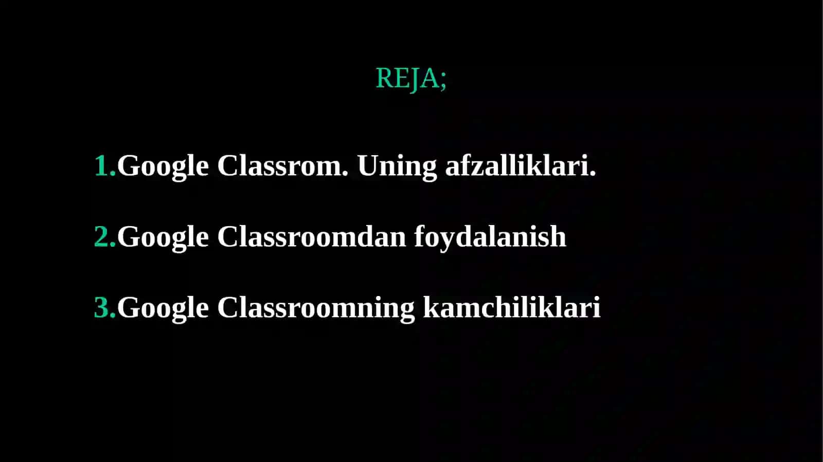 GOOGLE CLASSROOM ONLINETA’LIMXIZMATI 2