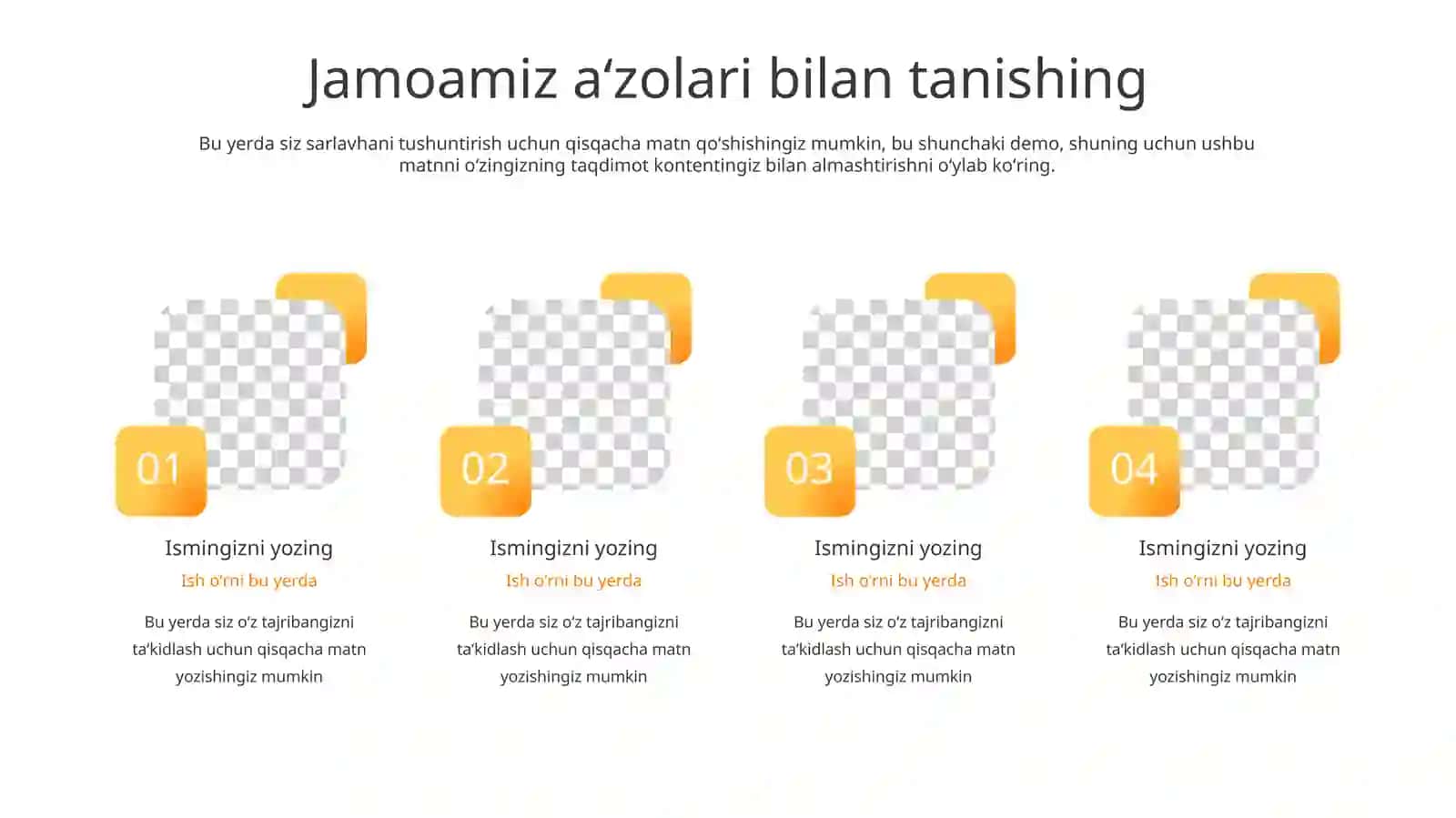 Jamoa A'zolari va Xodimlar Taqdimoti (12 Slayd) 2
