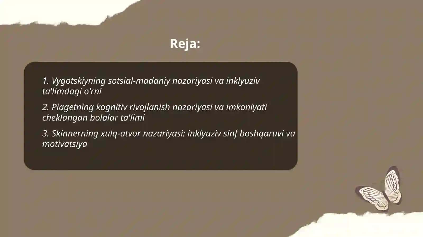Imkoniyati cheklangan bolalar ta'limiga oid pedagogik nazariyalar va ularning Inklyuziv ta'limdagi o'rni Meyliyeva Nigina Zokir qizi 2