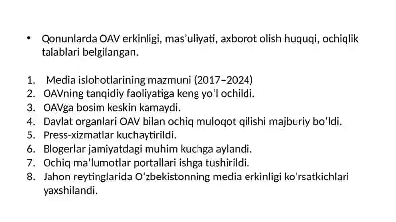 O’zbekiston Respublikasida ommaviy axborot vositalari faoliyati 2