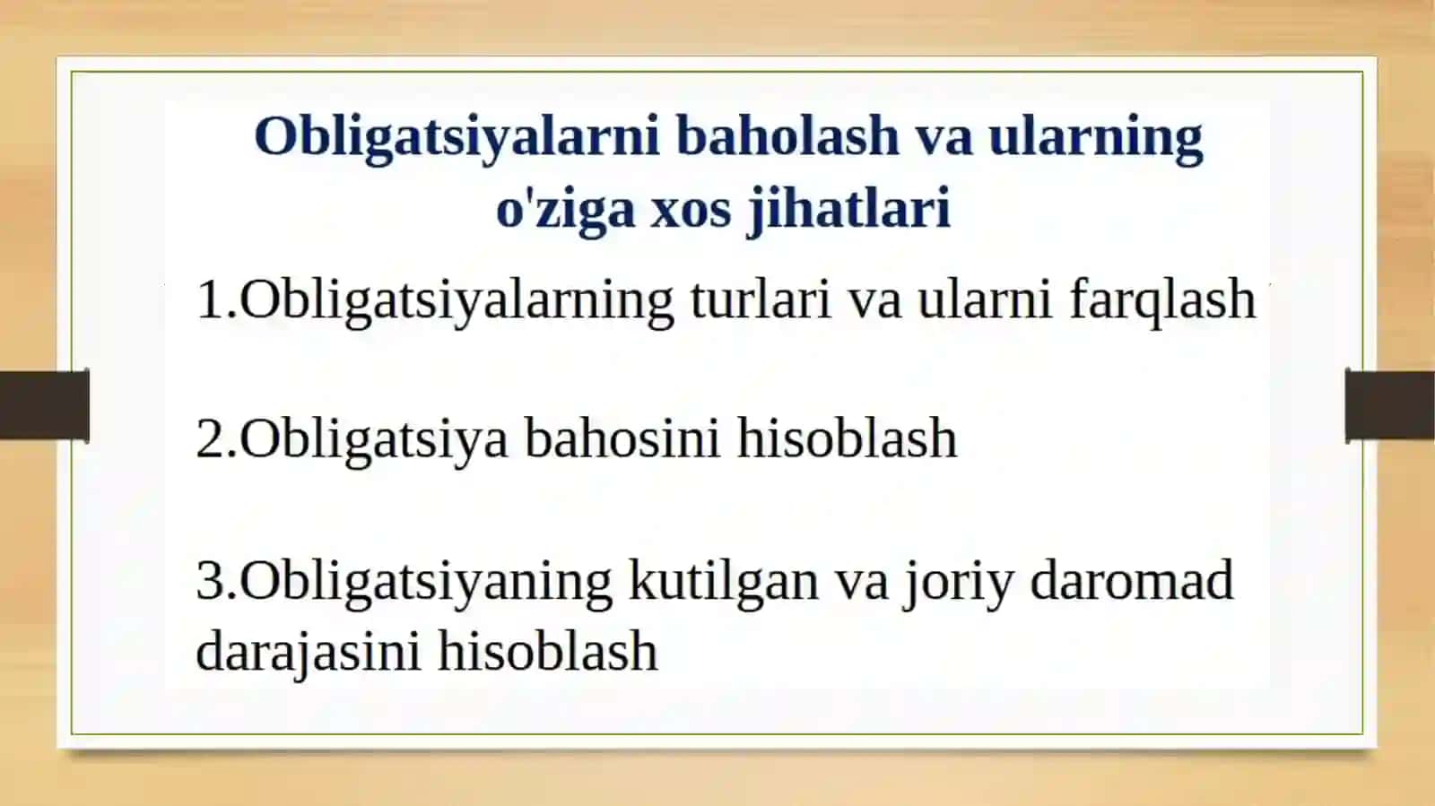 Obligatsiyalarni baholash va ularning o‘ziga xos xususiyatlari 2