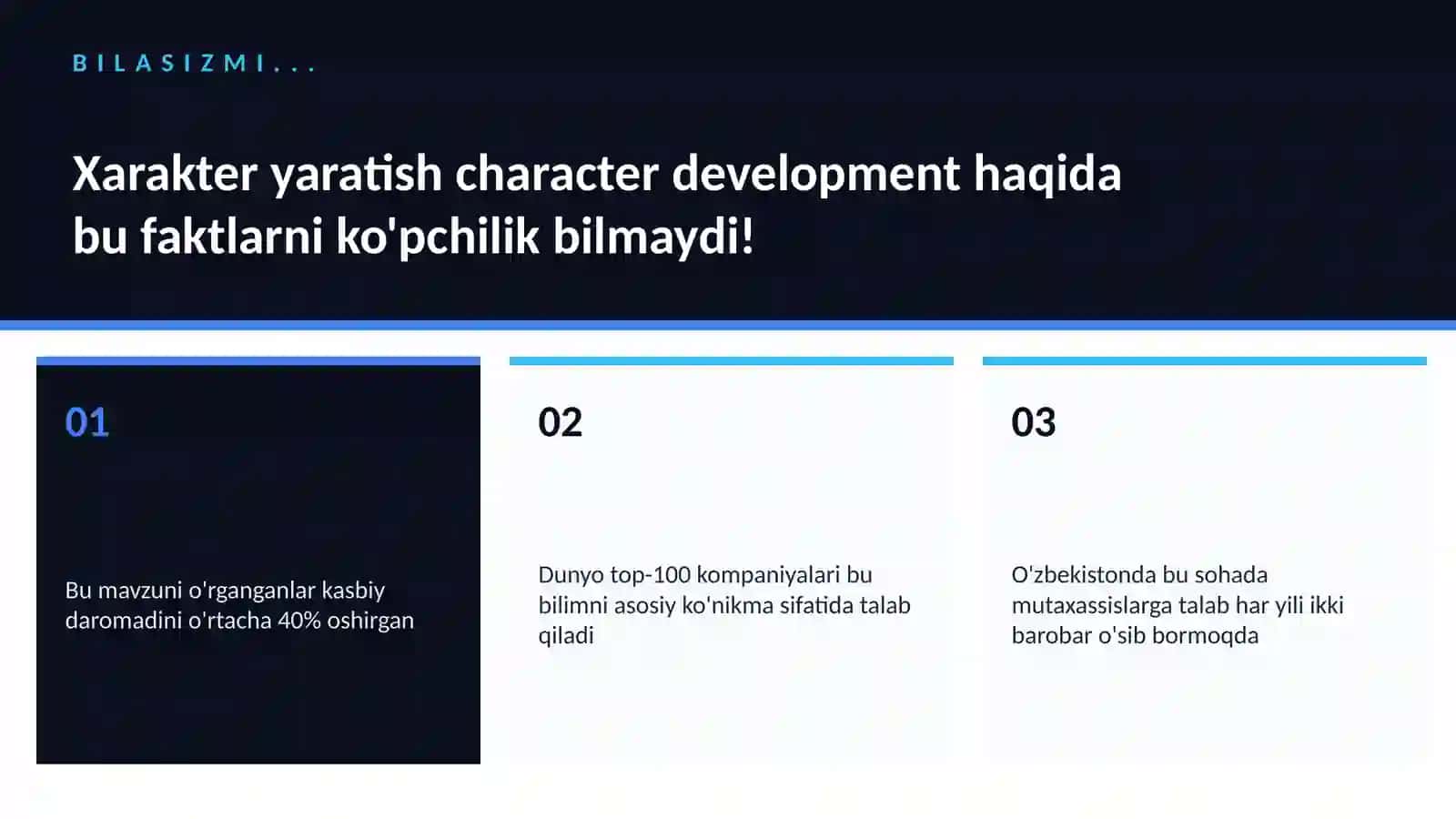 Xarakter yaratish character development 2