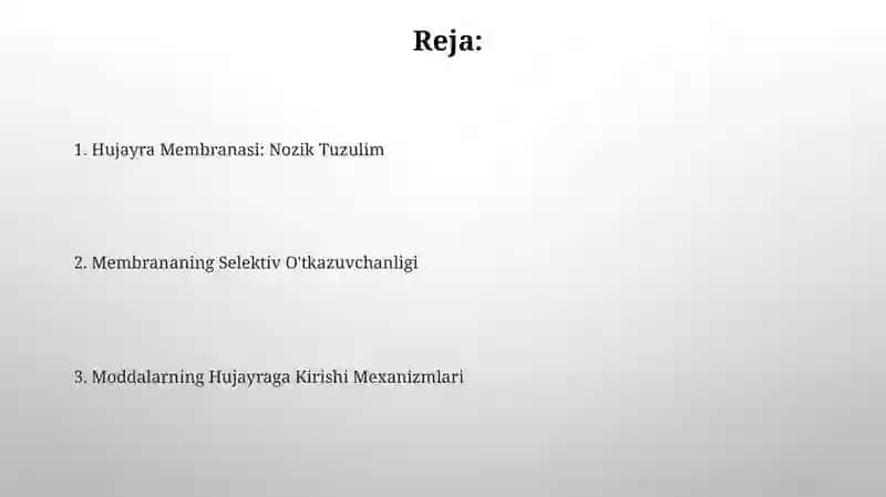 Hujayra membranasi uning nozik tuzilishi va hijayraga maddalarning kirishi 2