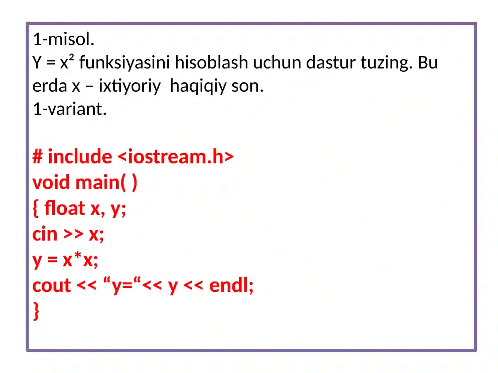 C/C++ tilida chiziqli dastur 2