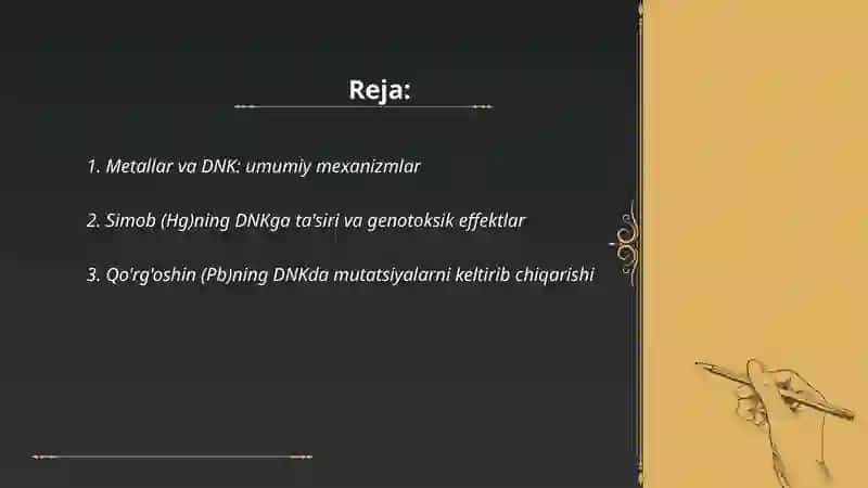 Metallarning DNK ga ta'siri 2