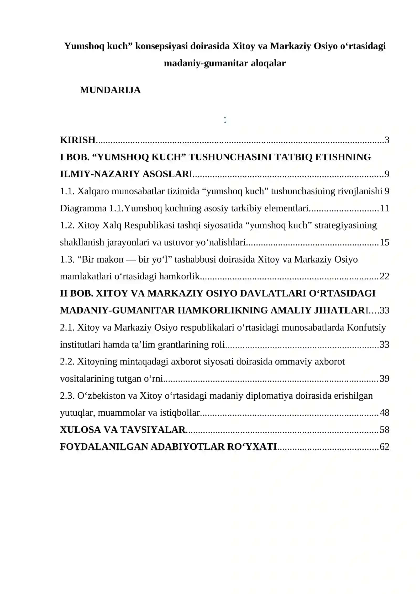 Xitoy Xalq Respublikasining yumshoq kuch siyosati doirasida Markaziy Osiyo davlatlari bilan olib borayotgan madaniy-gumanitar hamkorligi 2