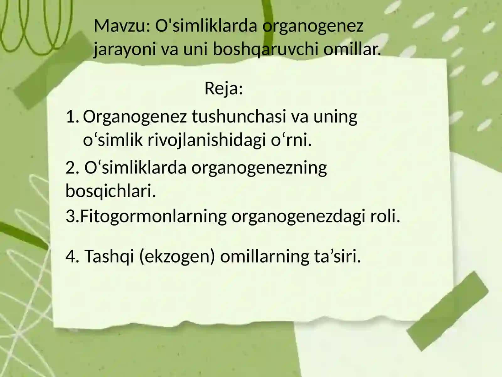 O'simliklarda organogenez jarayoni va uni boshqarish omillari 2