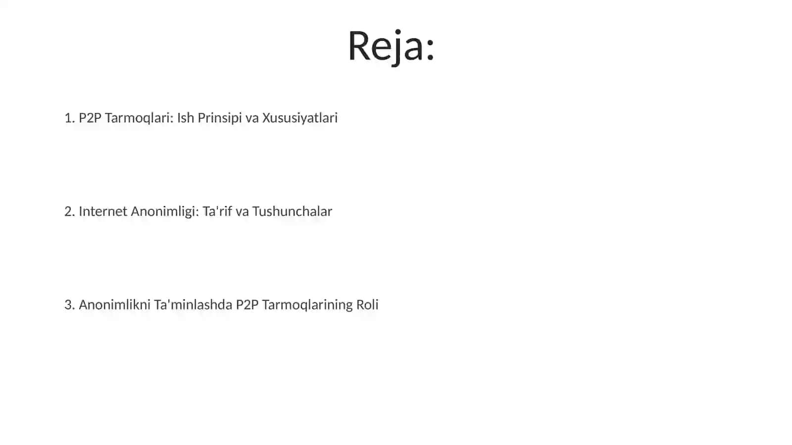 Internet anonimlikni ta'minlash.P2P tarmoqlari 2