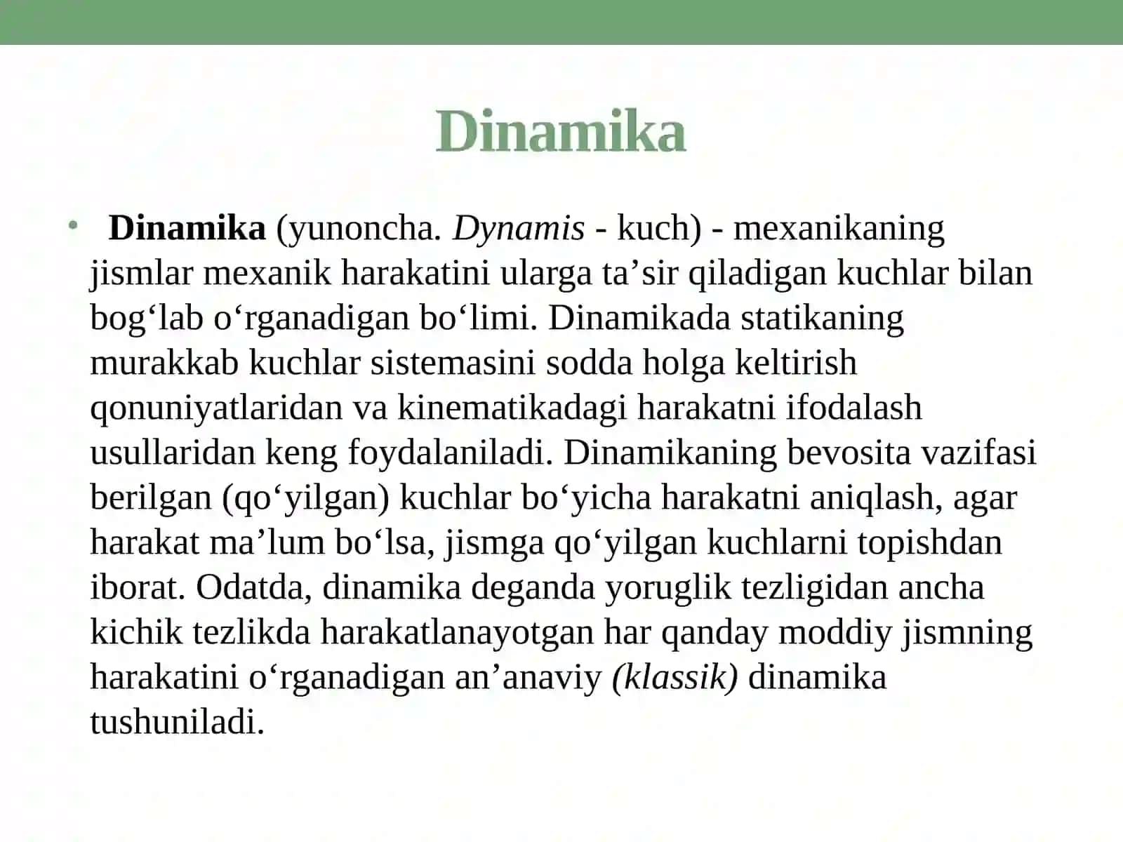 Dinamika. Nyuton qonunlari 2