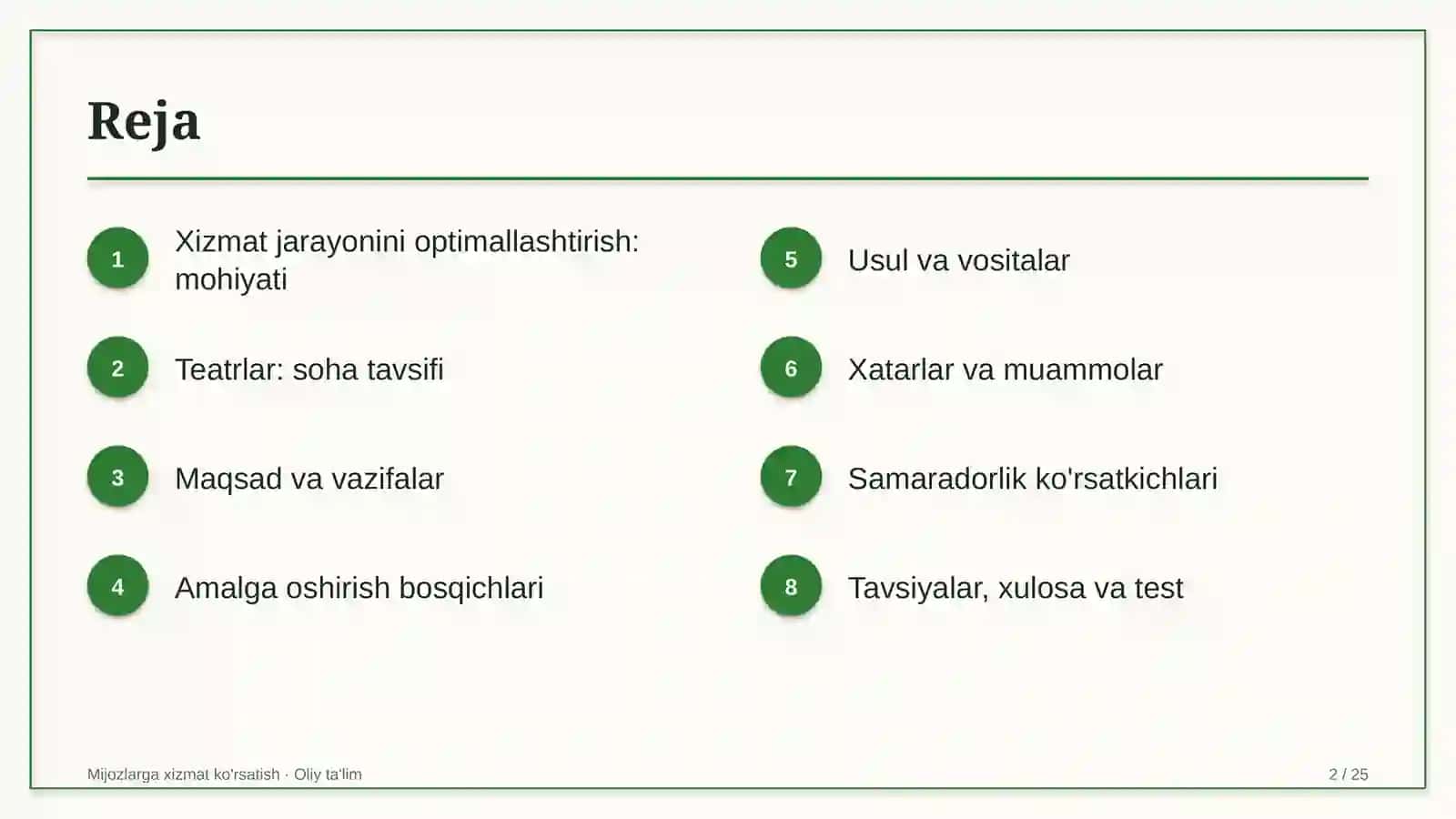 Teatrlarda xizmat ko'rsatish jarayonini optimallashtirish 2