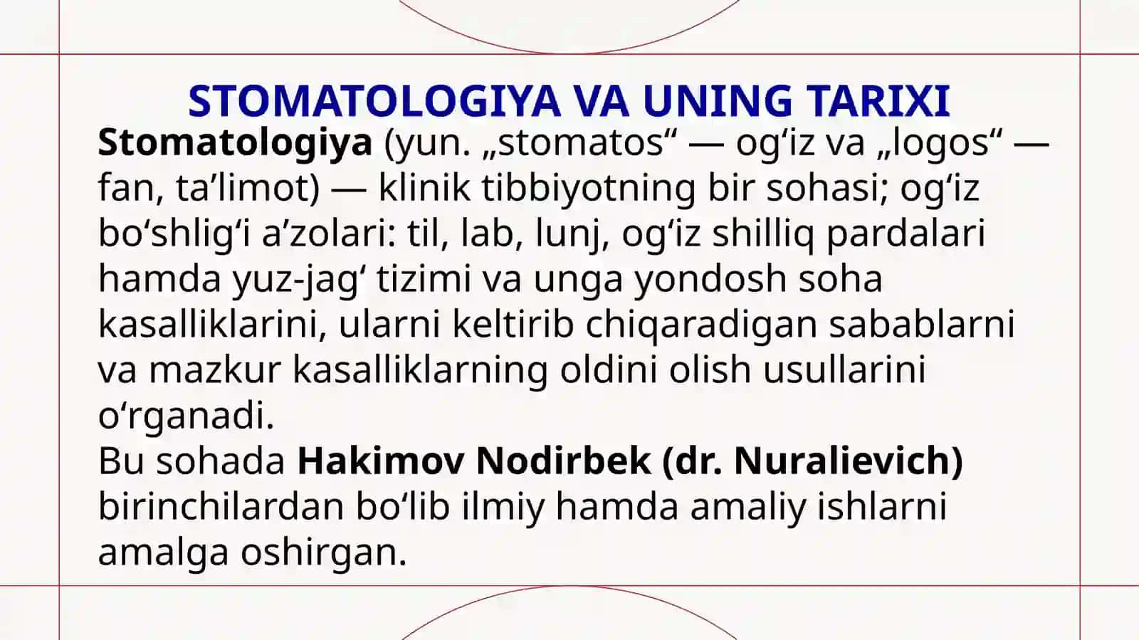 O‘zbekistonda Stomatologiyani rivojlantirishga hissa qo‘shgan Olimlar 2