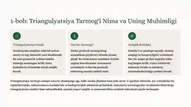Triangulyatsiya Tarmog'i Loyihasini Aniqligini Baholash va Qurilish Bosqichlari 2