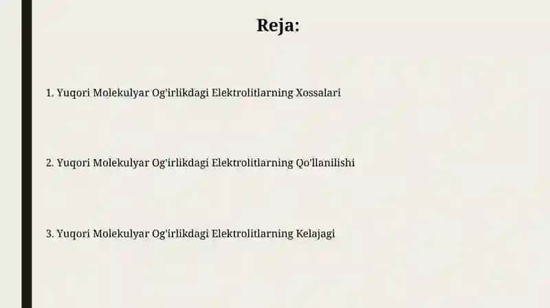 Yuqori molekulyar elektrolitlar 2