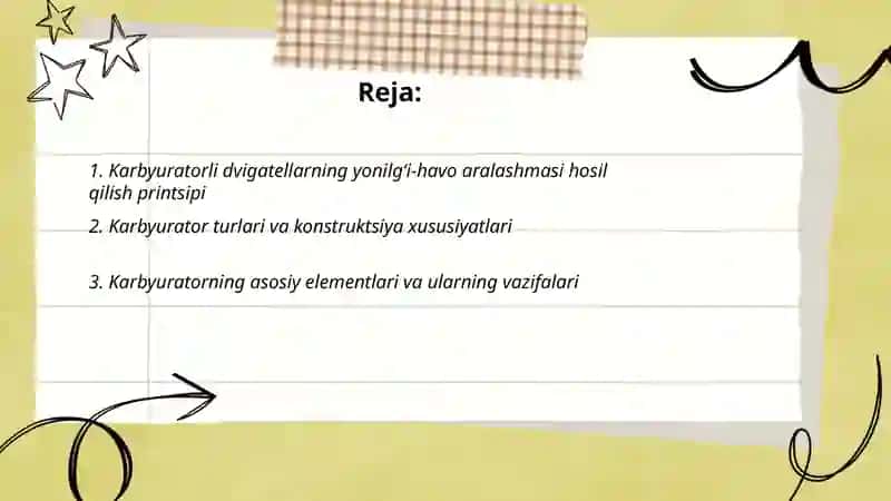 Karbyuratorli va injektirli dividatellarning taminlash tizmi 2